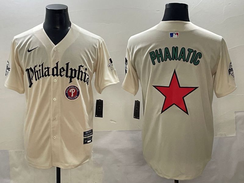 Men 2025 Philadelphia Phillies Blank Cream Five generations Joint Name Nike MLB Jersey style 3